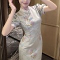 Chinese style gold-rimmed cheongsam